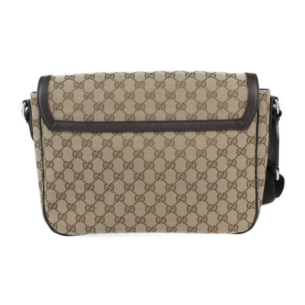 GUCCI Shoulder Bag 449171 GG Canvas Leather Beige Brown Flap Crossbody - Picture 3 of 10